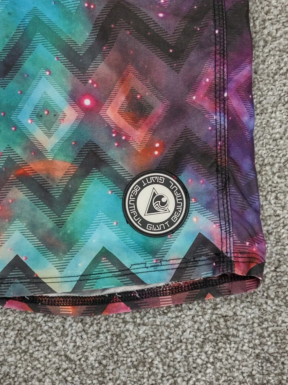 Beautiful Giant Boardshorts Men 38 Galaxy Diamond Tie Dye Hybrid Swim Trunks